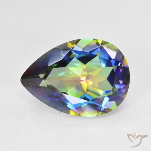 5.12ct طبيعي متعدد الألوان الكوارتز الغامض, شكل الكمثرى, VVS