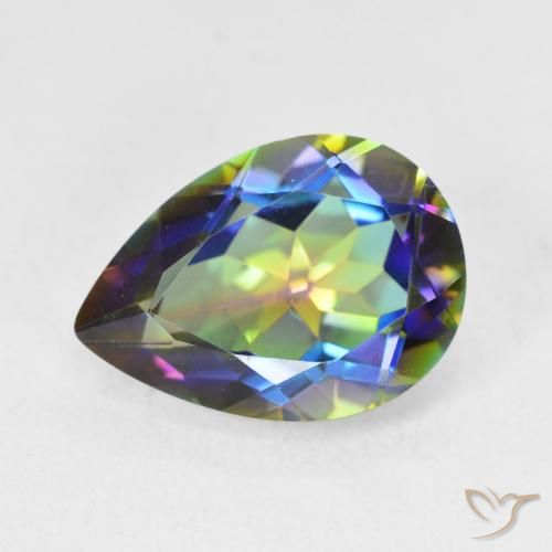 4.90ct طبيعي متعدد الألوان الكوارتز الغامض, شكل الكمثرى, VVS