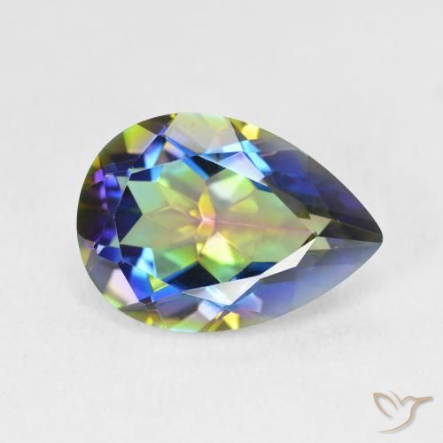 5.07ct طبيعي متعدد الألوان الكوارتز الغامض, شكل الكمثرى, VVS