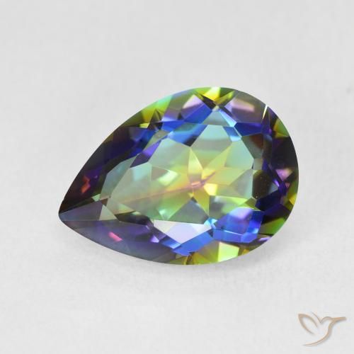 4.82ct طبيعي متعدد الألوان الكوارتز الغامض, شكل الكمثرى, VVS-VS