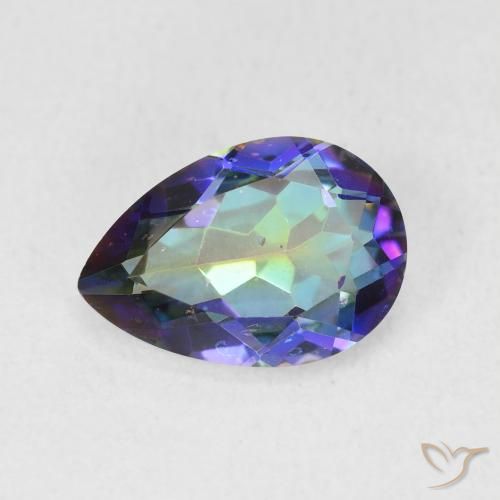1.66ct طبيعي متعدد الألوان الكوارتز الغامض, شكل الكمثرى, قليلا جدا
