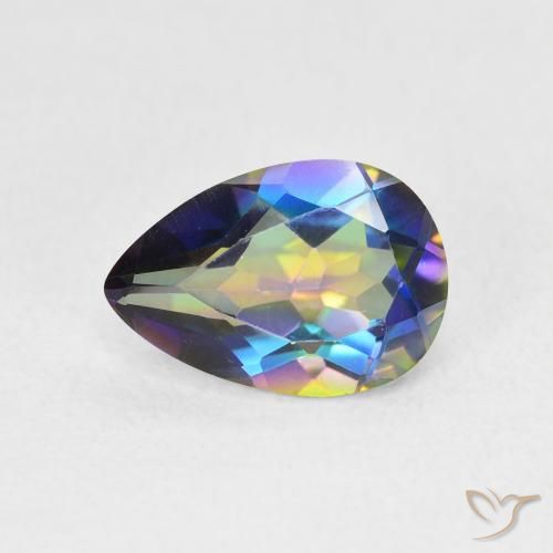 1.82ct طبيعي متعدد الألوان الكوارتز الغامض, شكل الكمثرى, قليلا جدا