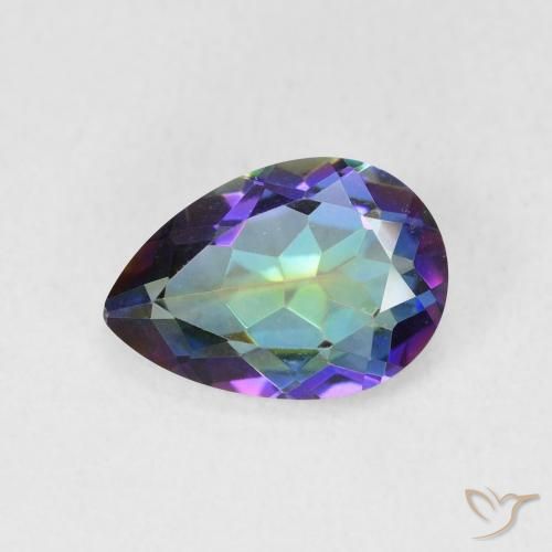 1.82ct طبيعي متعدد الألوان الكوارتز الغامض, شكل الكمثرى, قليلا جدا