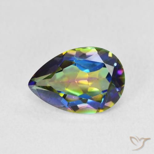 1.89ct طبيعي متعدد الألوان الكوارتز الغامض, شكل الكمثرى, VVS