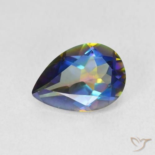 1.75ct طبيعي متعدد الألوان الكوارتز الغامض, شكل الكمثرى, VVS
