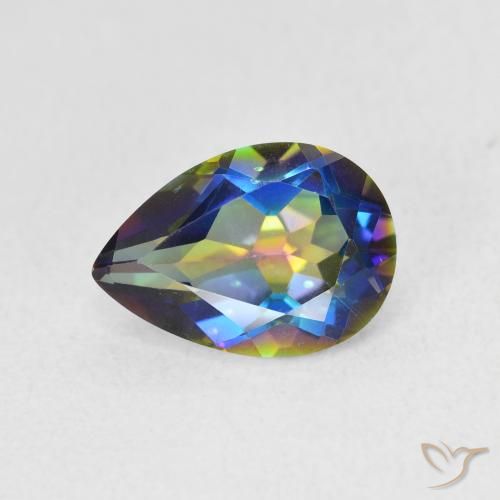 1.84ct طبيعي متعدد الألوان الكوارتز الغامض, شكل الكمثرى, VVS