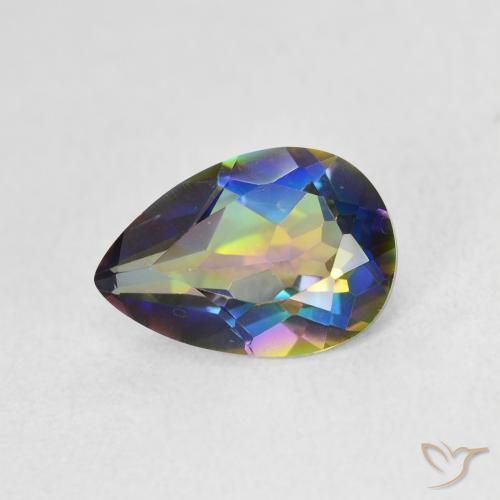 1.74ct طبيعي متعدد الألوان الكوارتز الغامض, شكل الكمثرى, VVS