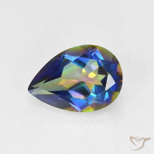 1.83ct طبيعي متعدد الألوان الكوارتز الغامض, شكل الكمثرى, VVS-VS