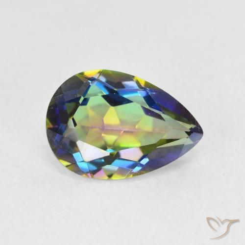1.95ct طبيعي متعدد الألوان الكوارتز الغامض, شكل الكمثرى, VVS-VS
