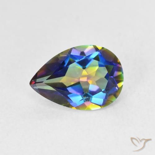 1.52ct طبيعي متعدد الألوان الكوارتز الغامض, شكل الكمثرى, VVS-VS