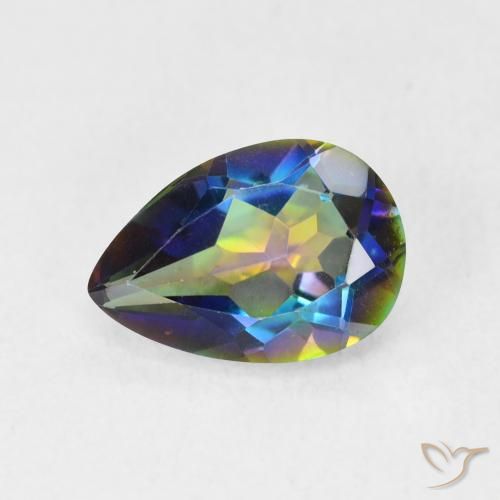 1.71ct طبيعي متعدد الألوان الكوارتز الغامض, شكل الكمثرى, VVS-VS