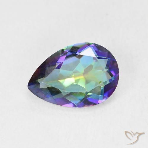 1.72ct طبيعي متعدد الألوان الكوارتز الغامض, شكل الكمثرى, VVS-VS