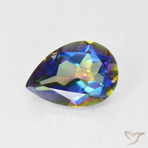 1.65ct طبيعي متعدد الألوان الكوارتز الغامض, شكل الكمثرى, VVS-VS