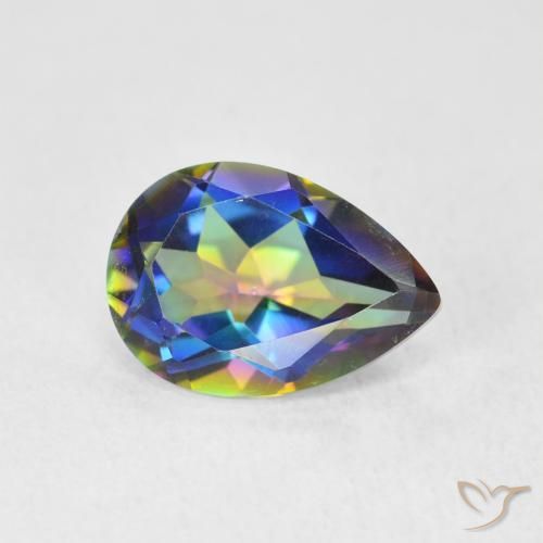 1.76ct طبيعي متعدد الألوان الكوارتز الغامض, شكل الكمثرى, VVS-VS