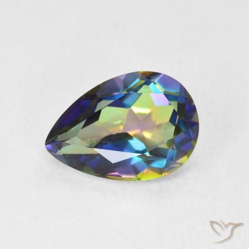 1.92ct طبيعي متعدد الألوان الكوارتز الغامض, شكل الكمثرى, VVS-VS