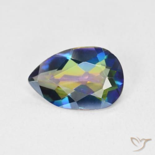 2.24ct طبيعي متعدد الألوان الكوارتز الغامض, شكل الكمثرى, VVS-VS