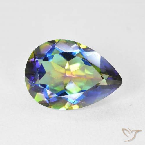 5.12ct طبيعي متعدد الألوان الكوارتز الغامض, شكل الكمثرى, VVS