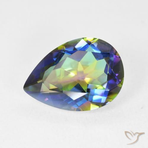 5.12ct طبيعي متعدد الألوان الكوارتز الغامض, شكل الكمثرى, VVS