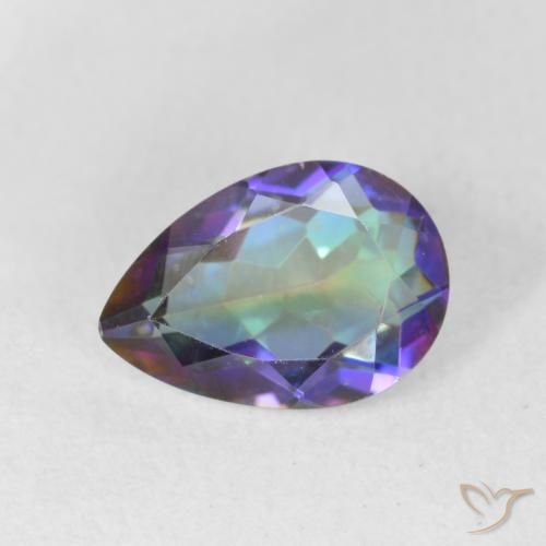 1.78ct طبيعي متعدد الألوان الكوارتز الغامض, شكل الكمثرى, قليلا جدا