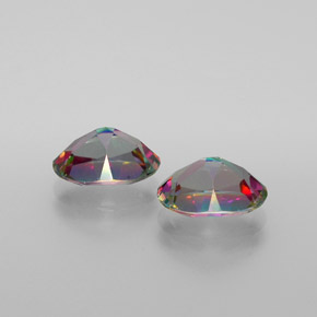 أحجار توباز غامص قوس قزح متعدد الألوان طبيعية، قصة بيضاوى، VVS-VS، وزنها  قيراط