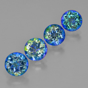 أحجار توباز ميستيك متعدد الألوان طبيعية، قصة دائرى، VVS-VS، وزنها  قيراط