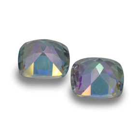 توباز ميستيك طبيعي بلون متعدد الألوان، وزن ‎‎ قيراط، شكل قطع وسادة، مقاس ‎5.1x5.1‎ مم