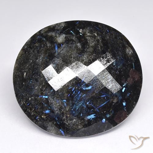 42.52ct طبيعي أسود مع بريق أزرق النوم ميت, بيضوي, غير شفاف