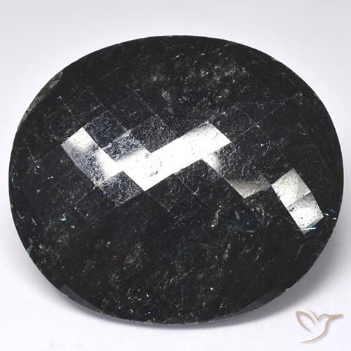 68.17ct طبيعي أسود مع بريق أزرق النوم ميت, بيضوي, غير شفاف