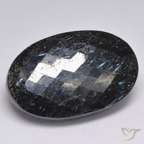 45.06ct طبيعي أسود مع بريق أزرق النوم ميت, بيضوي, غير شفاف