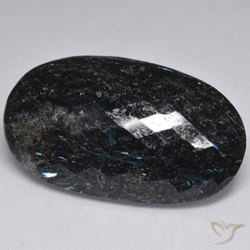 47.12ct طبيعي أسود مع بريق أزرق النوم ميت, بيضوي, غير شفاف