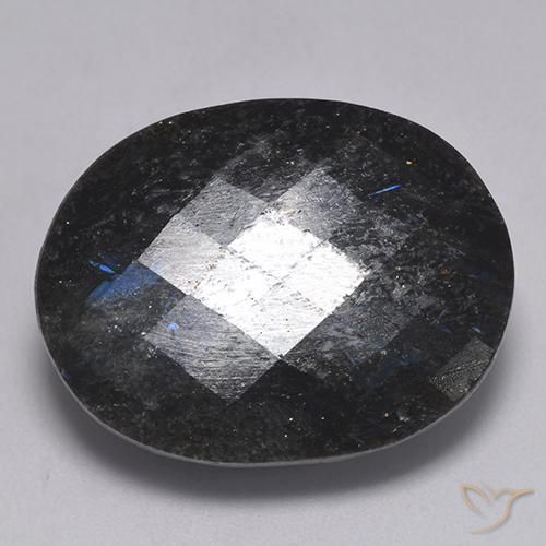 32.32ct طبيعي أسود مع بريق أزرق النوم ميت, بيضوي, غير شفاف