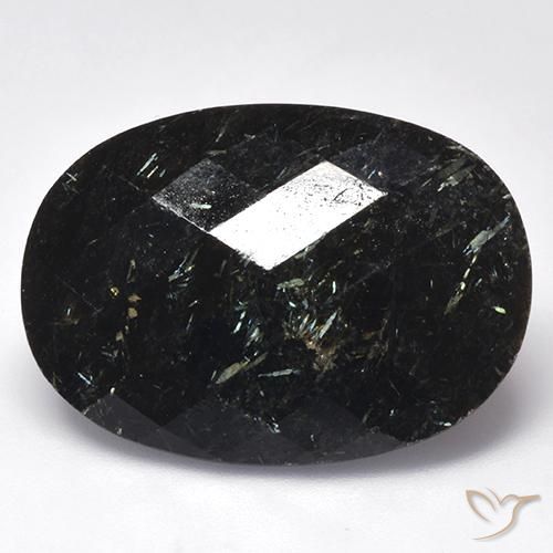 26.97ct طبيعي أسود مع بريق أزرق النوم ميت, بيضوي, غير شفاف