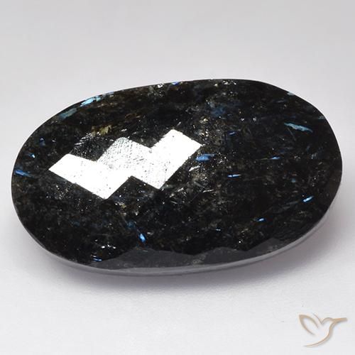 28.28ct طبيعي أسود مع بريق أزرق النوم ميت, بيضوي, غير شفاف