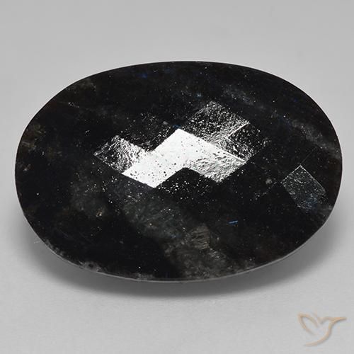 24.70ct طبيعي أسود مع بريق أزرق النوم ميت, بيضوي, غير شفاف