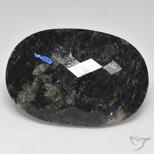 28.03ct طبيعي أسود مع بريق أزرق النوم ميت, بيضوي, غير شفاف