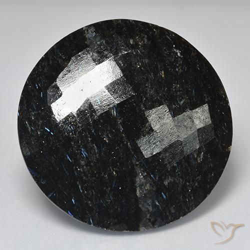 50.90ct طبيعي أسود مع بريق أزرق النوم ميت, دائري, غير شفاف