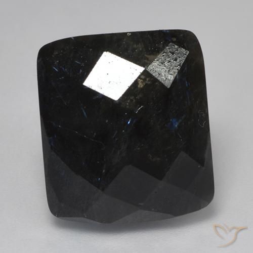 14.54ct طبيعي أسود مع بريق أزرق نوميت, وسادة, غير شفاف