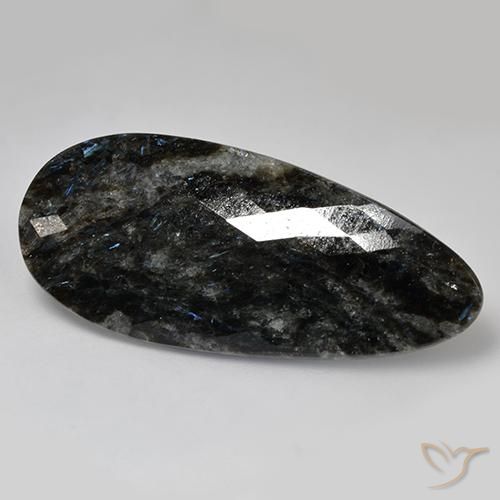 35.82ct طبيعي أسود مع بريق أزرق نوميت, شكل الكمثرى, غير شفاف