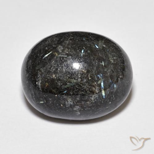 14.14ct طبيعي أسود مع بريق أزرق النوم ميت, بيضوي, غير شفاف