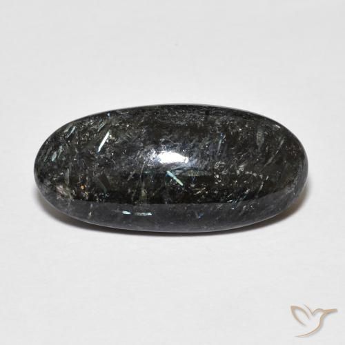 7.87ct طبيعي أسود مع بريق أزرق النوم ميت, بيضوي, غير شفاف