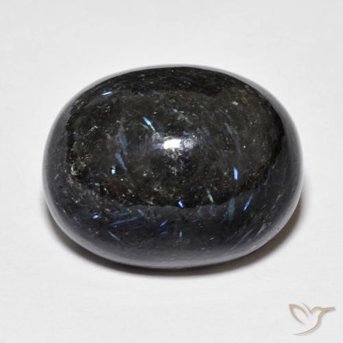 22.55ct طبيعي أسود مع بريق أزرق النوم ميت, بيضوي, غير شفاف