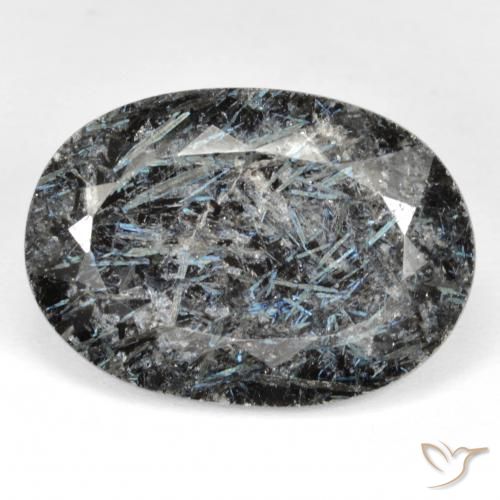 27.22ct طبيعي أسود مع بريق أزرق النوم ميت, بيضوي, غير شفاف