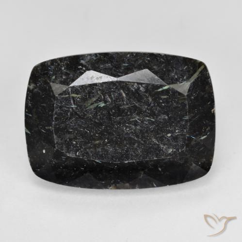 14.70ct طبيعي أسود مع بريق أزرق نوميت, وسادة, غير شفاف