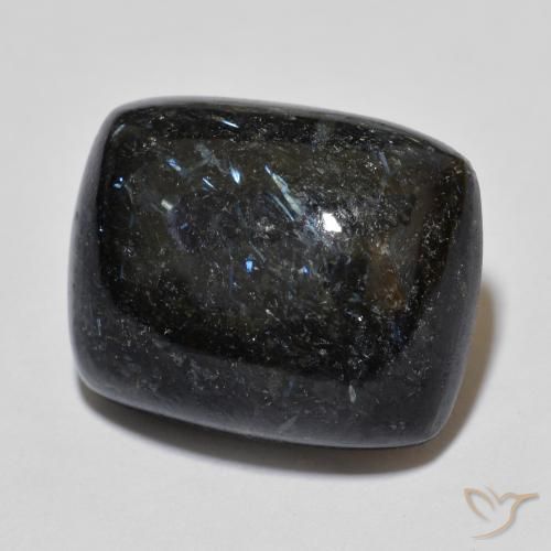 17.27ct طبيعي أسود مع بريق أزرق النوم ميت, وسادة, غير شفاف
