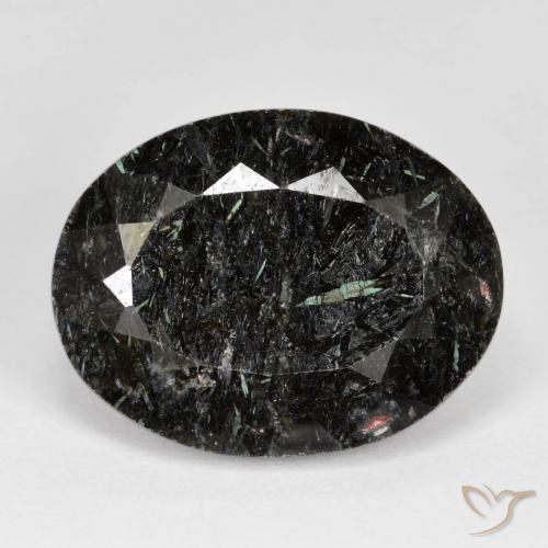 22.20ct طبيعي أسود مع بريق أزرق النوم ميت, بيضوي, غير شفاف
