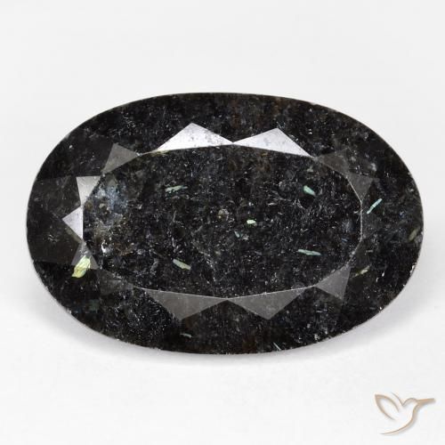 21.59ct طبيعي أسود مع بريق أزرق النوم ميت, بيضوي, غير شفاف