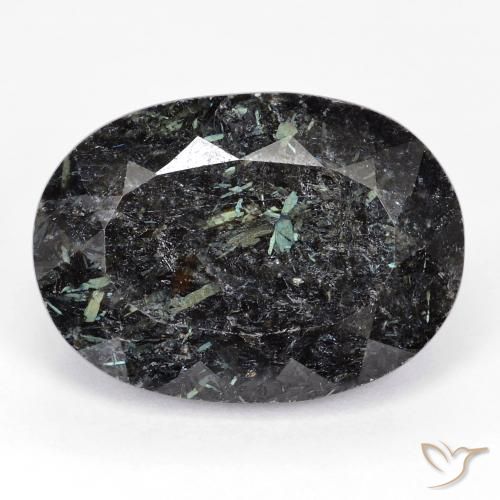 29.76ct طبيعي أسود مع بريق أزرق نوميت, بيضوي, غير شفاف