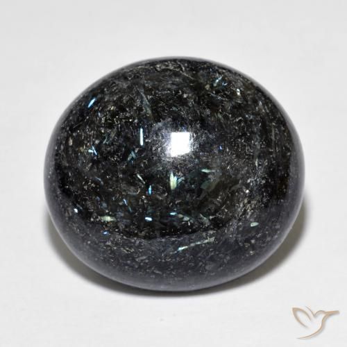 15.33ct طبيعي أسود مع بريق أزرق النوم ميت, بيضوي, غير شفاف