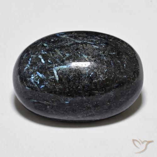 20.13ct طبيعي أسود مع بريق أزرق النوم ميت, بيضوي, غير شفاف