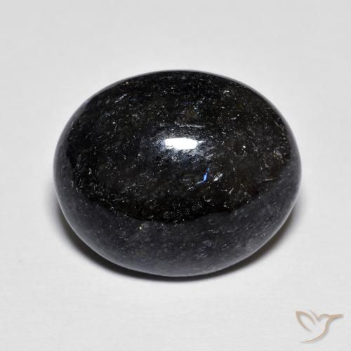 9.11ct طبيعي أسود مع بريق أزرق النوم ميت, بيضوي, غير شفاف